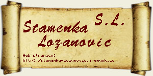 Stamenka Lozanović vizit kartica